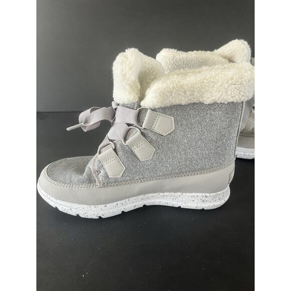 Sorel Grey Felt Sherpa Lining Short Winter Boot Women’s 6.5 Lace Up - Picture 6 of 12
